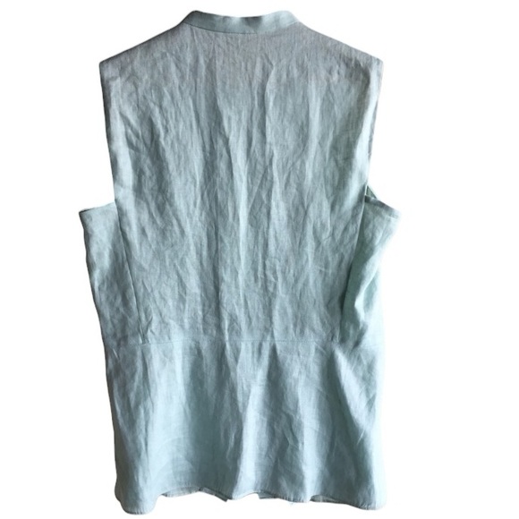 TORY BURCH Linen & Silk Button Down Sleeveless Peplum Style Top size 4 - Picture 6 of 14